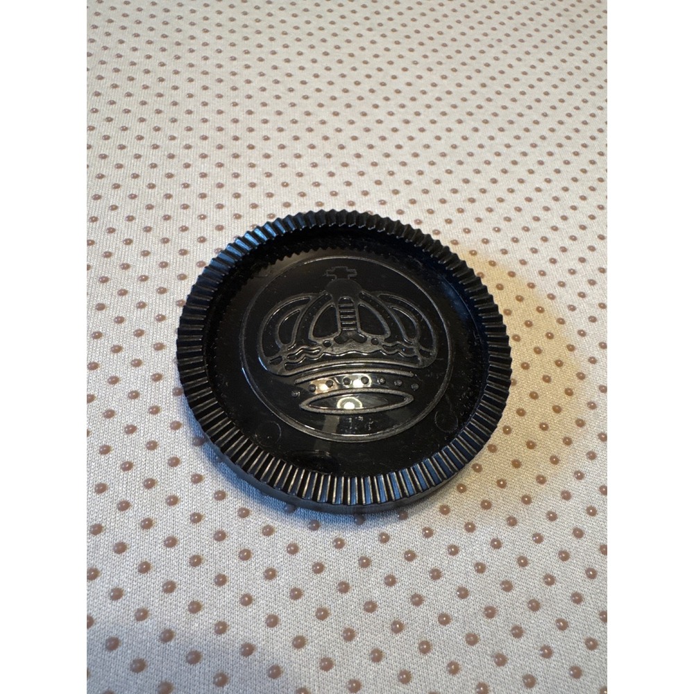 Jumbo Black Plastic Checker Game Piece Replacement Crown Design 3"